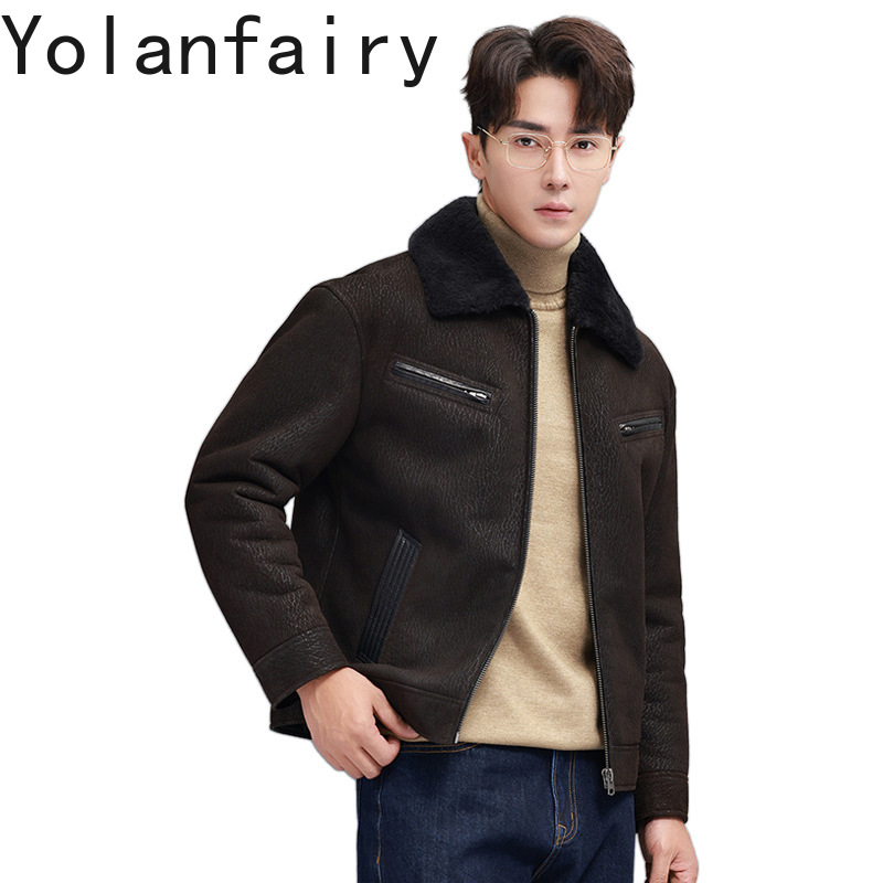 Men'S Fashion Zipper Jacket - YOLANFAIRY Vintage-Mode Natürliche Pelzmantel Mann Echt
