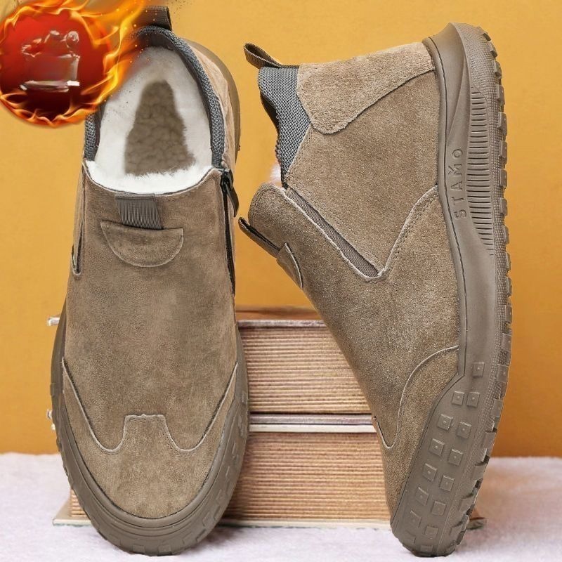 Suede Loafers Men - Winter-Herrenschuhe, Plüsch, warme Baumwollschuhe, modische High-Top-Freizeitschuhe,