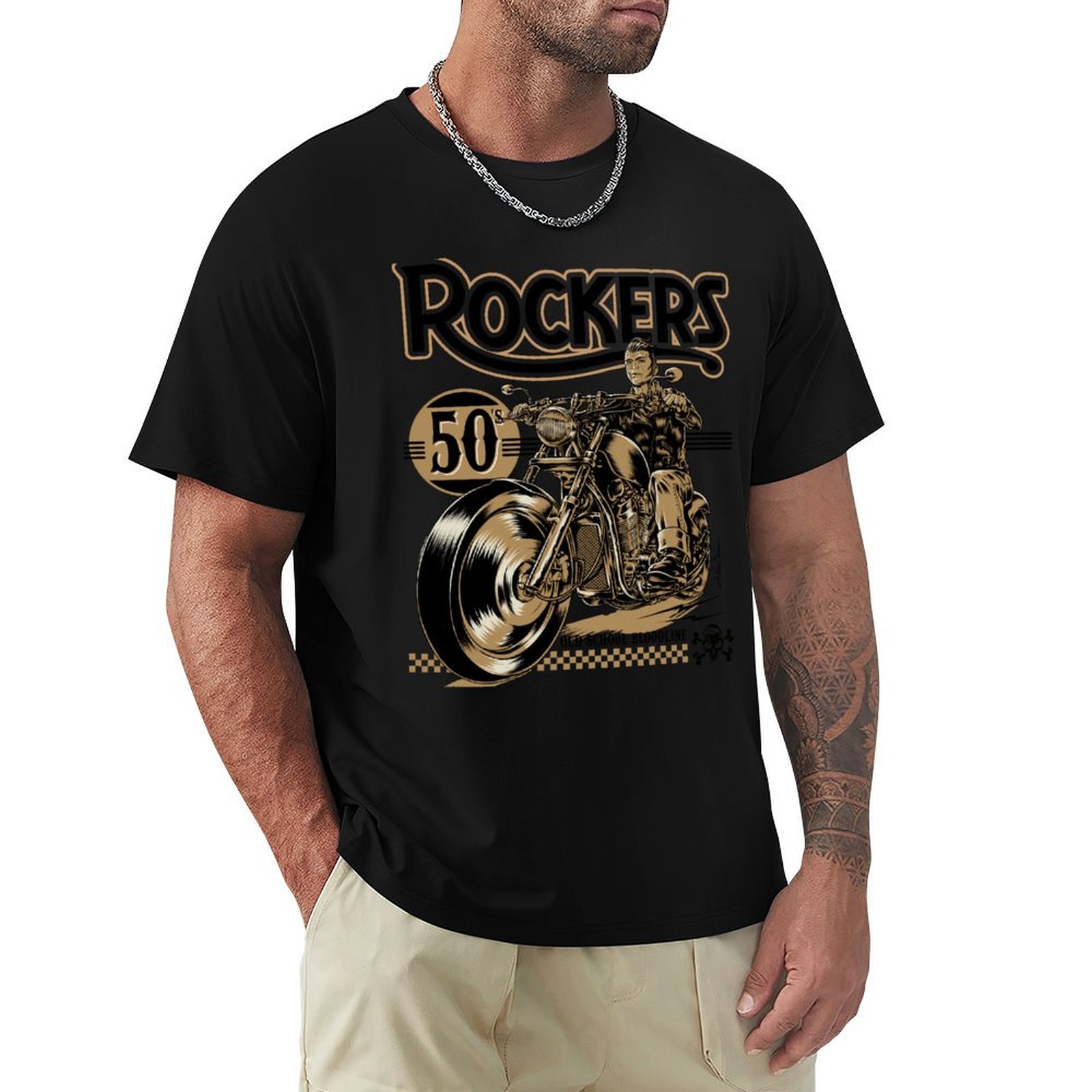 Mens Fashion In The 50S - Rockers 50er T-Shirt Sommermode Lässiges T-Shirt