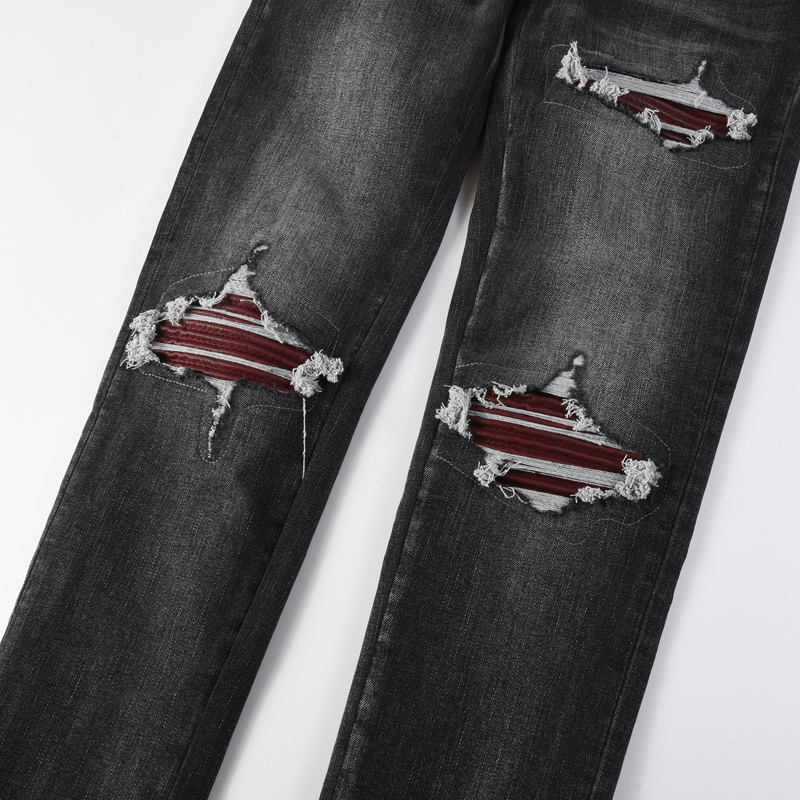 Men'S Fashion Grey Jeans - High-Street-Mode Neue Jeans mit Perlen, Falten