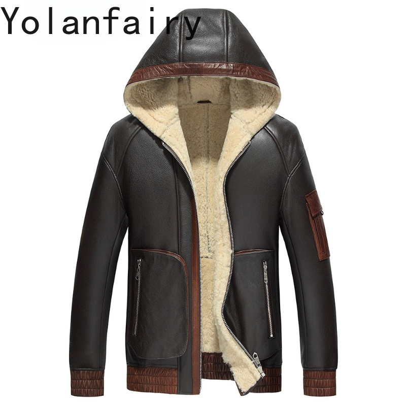 Men'S Fashion Zipper Jacket - YOLANFAIRY Natürliche Wolle Pelzmantel Mann Mit