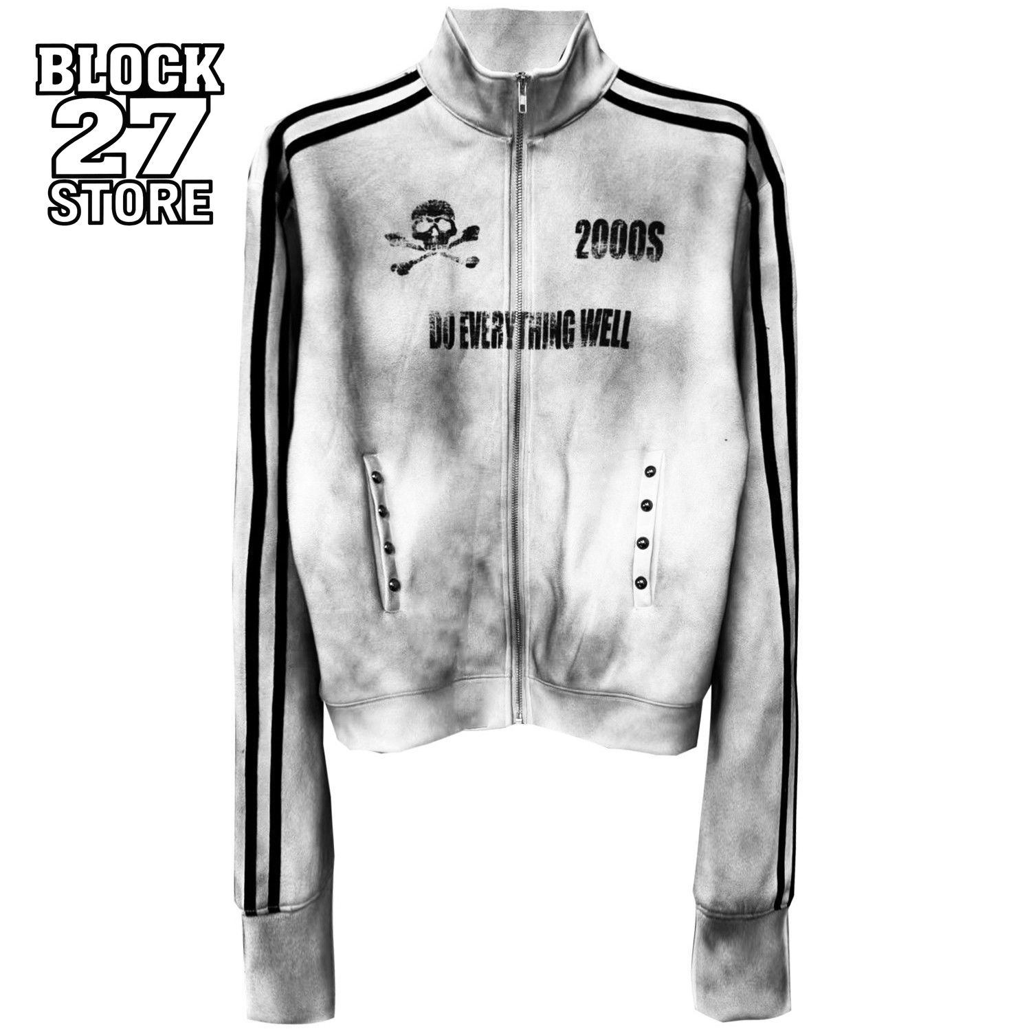 Men'S Fashion Light Jacket - Herrenjacke, Vintage-Streetwear, hellgrau, Stehkragen, Reißverschlussmantel, Totenkopf-Druck,