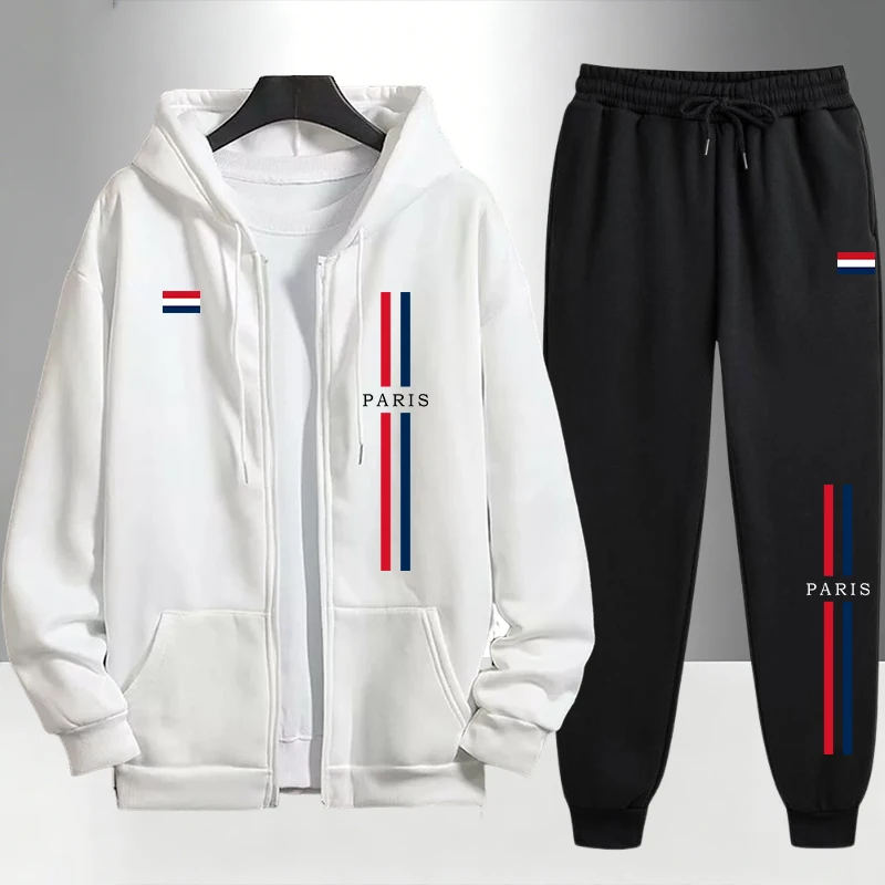Paris Men'S Fashion - Paris Fashion Herren-Set Reißverschluss-Oberbekleidung und Jogginghose