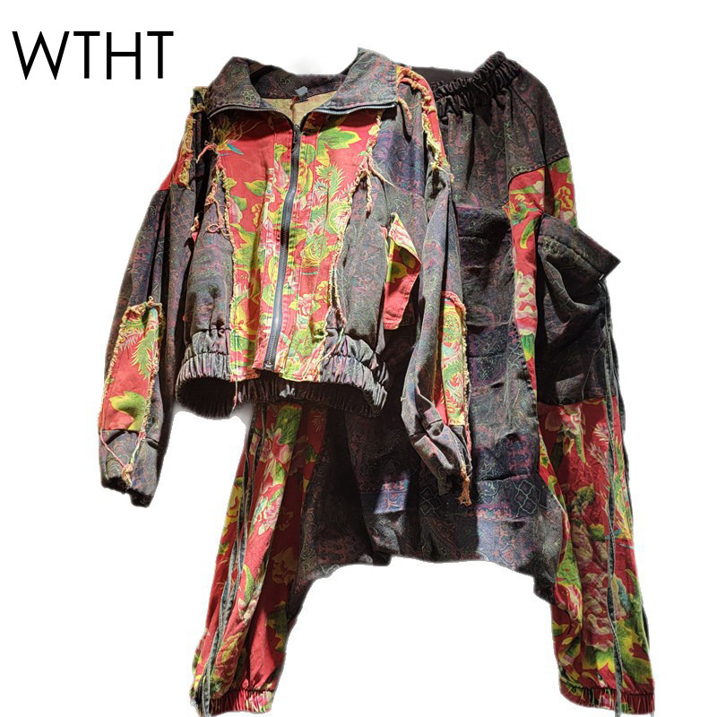 Denim Jacket Vintage - WTHT Vintage Trendy frauen Patchwork Print
