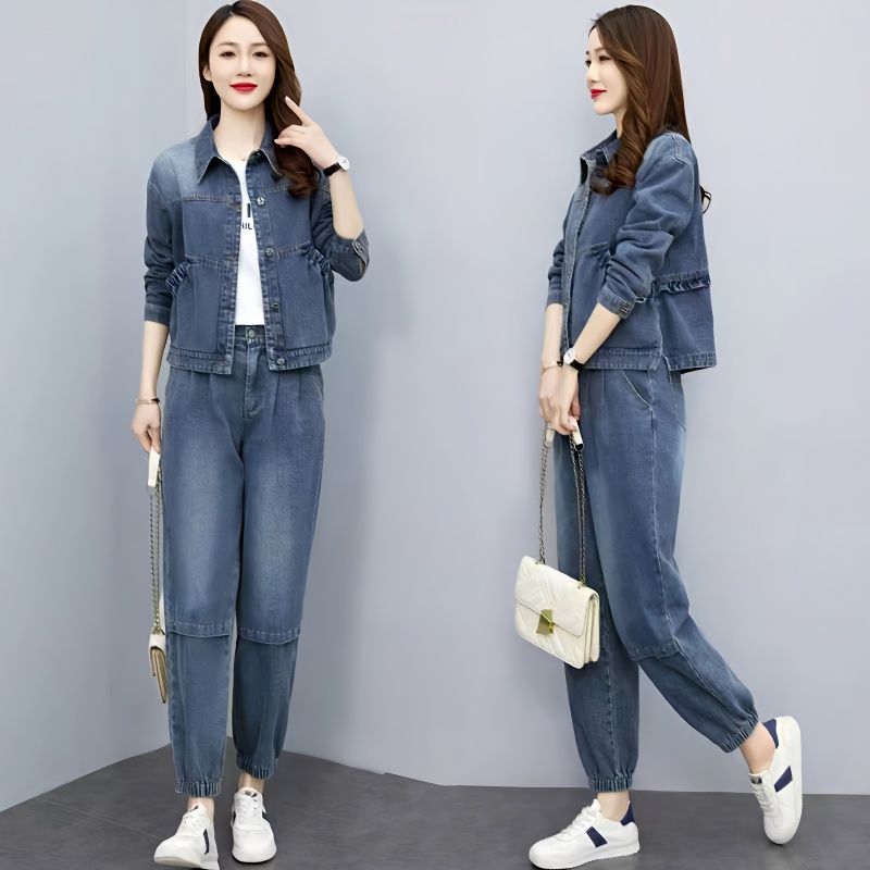 Denim Jacket Vintage - Frauen Denim Anzüge 2024 Neue Frühling