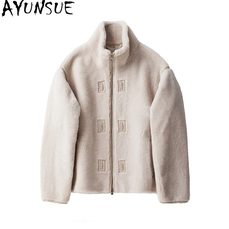 Men'S Fashion Zipper Jacket - AYUNSUE Natürliche Merino Schafe Lammfell Jacke