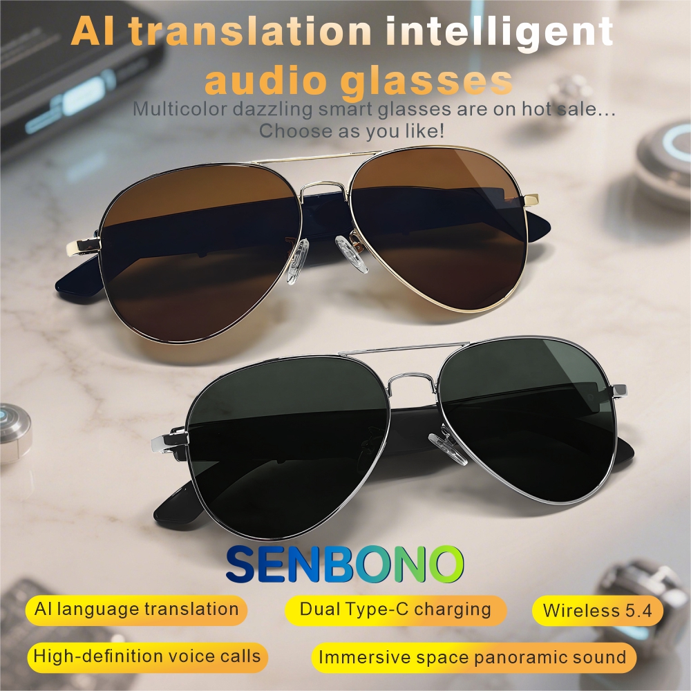 Men'S Fashion Korea - SENBONO Modische Sonnenbrille, AI-Übersetzer, intelligente Brille,