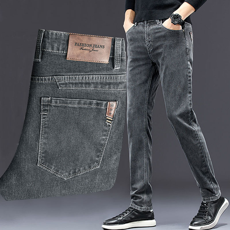 Men'S Fashion Grey Jeans - Herren Slim Jeans Herbst neue Herren