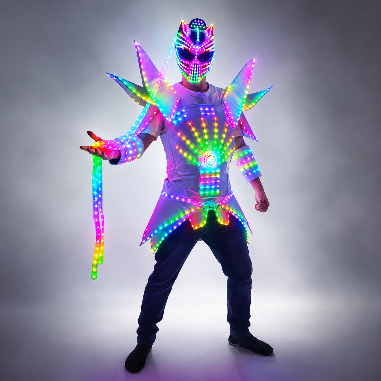 Men'S Fashion Light Jacket - Vollfarbiger Pixel-LED-Roboteranzug, Kostüm, Traje, LED-Leuchten, leuchtende