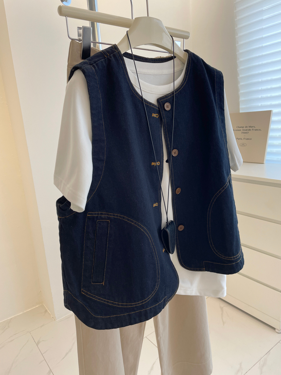 Denim Jacket Vintage - Übergrößen-Jeansweste für Damen, Lockere Layering-Jacke, Frühling-Herbst