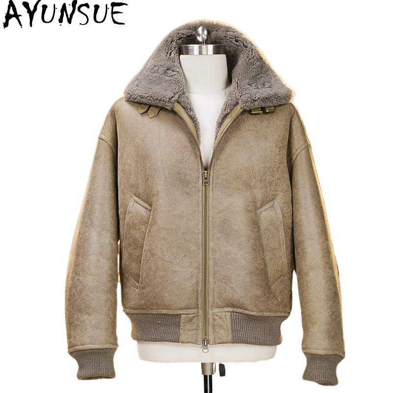 Men'S Fashion Zipper Jacket - AYUNSUE High-end-Natürliche Pelzmantel Männer Winter Warme