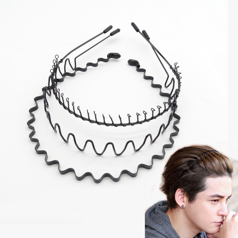 Men Fashion Hair Style - Mode Schwarz Metall Winkte Sport Haarband