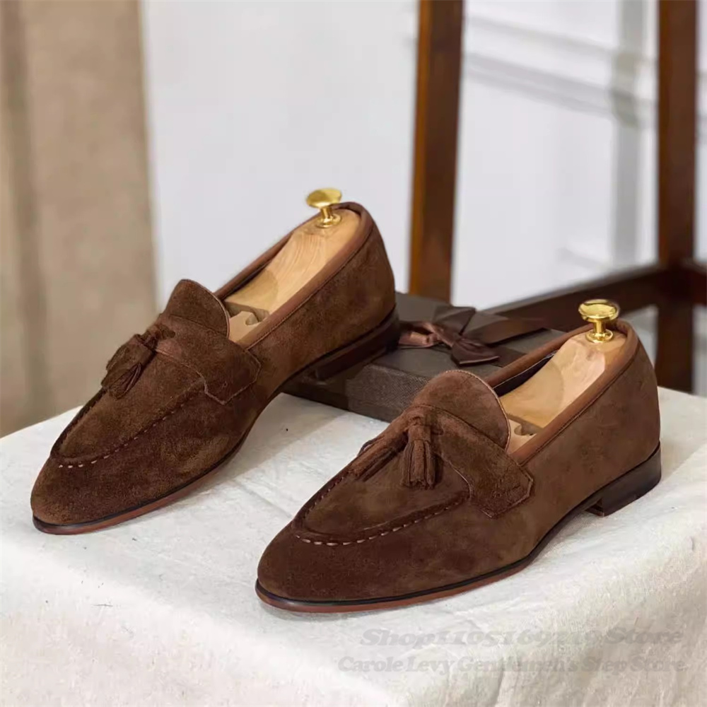 Suede Loafers Men - Braune Lederschuhe für Herren, lässiger britischer