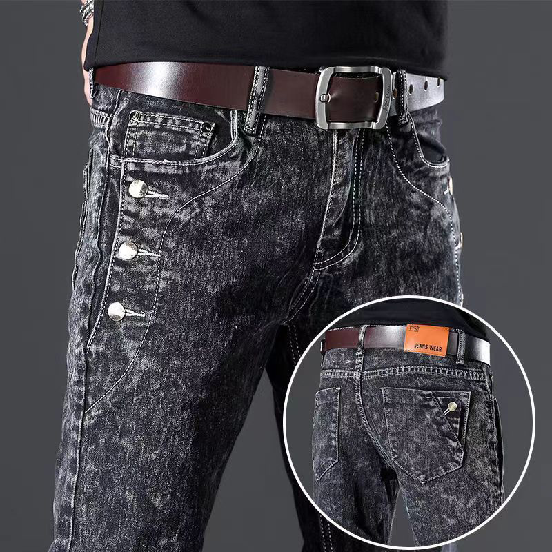 Men'S Fashion Grey Jeans - Klassische schlanke Vintage-Mode für Herren, Designer-Jeans,