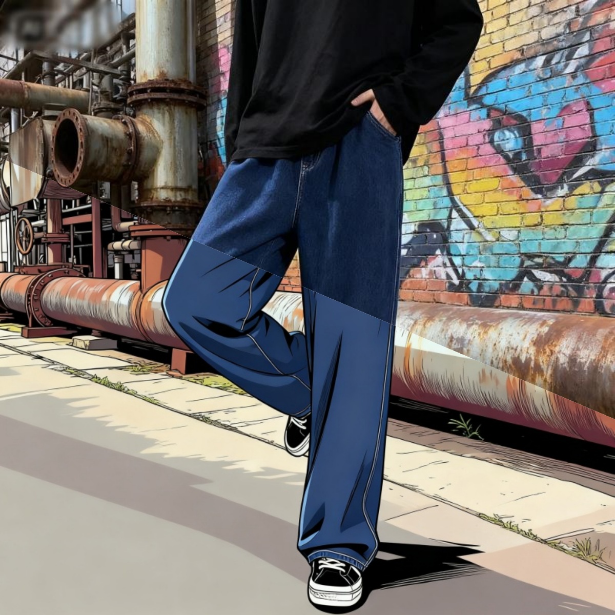Men'S Fashion Grey Jeans - Koreanischen Stil Streetwear Neue Mode Baggy
