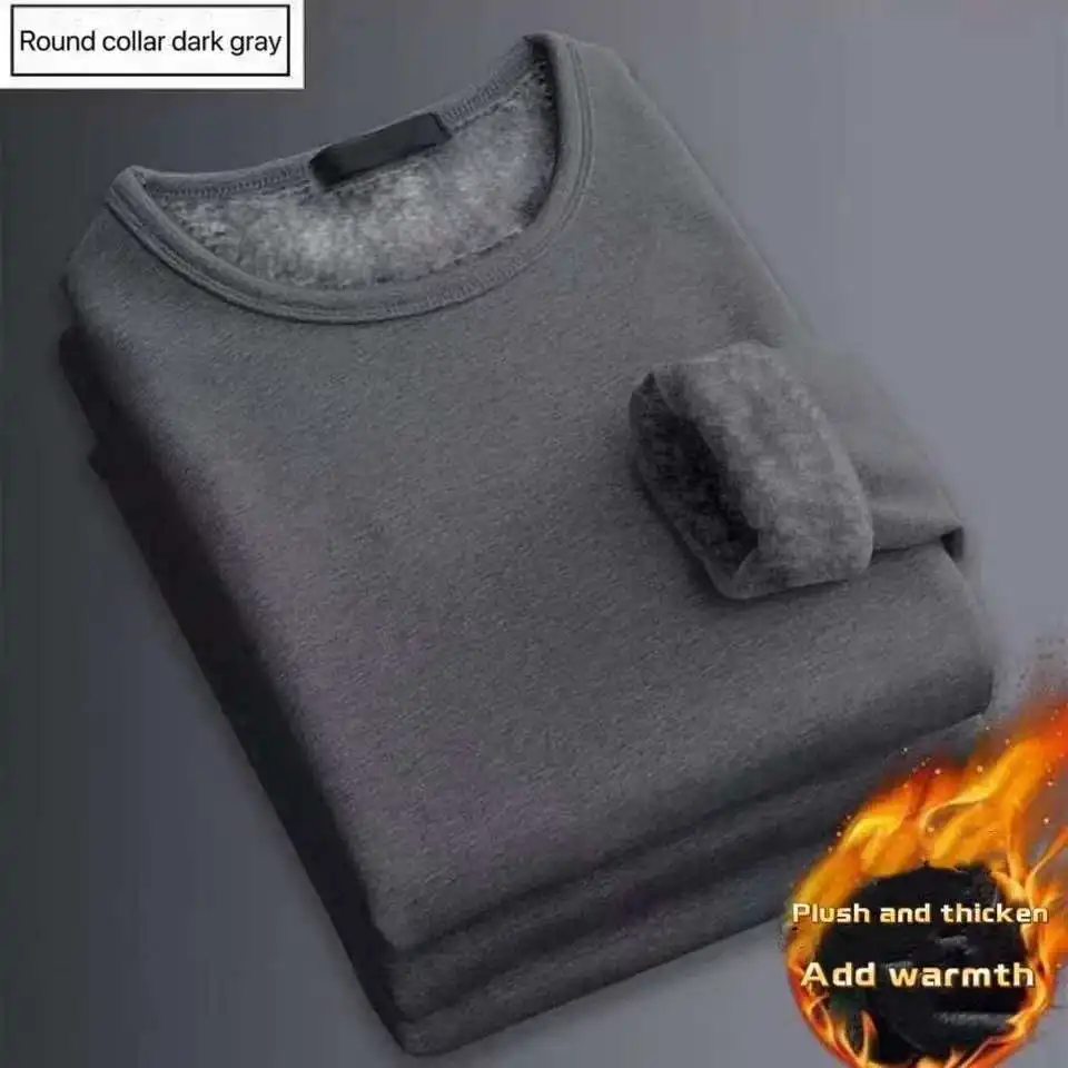 Men'S Fashion Usa - Winter-Herren-Thermo-Unterwäsche-T-Shirt mit langen Ärmeln, Fleece-Unterhemd, Rundhals-Shirt,