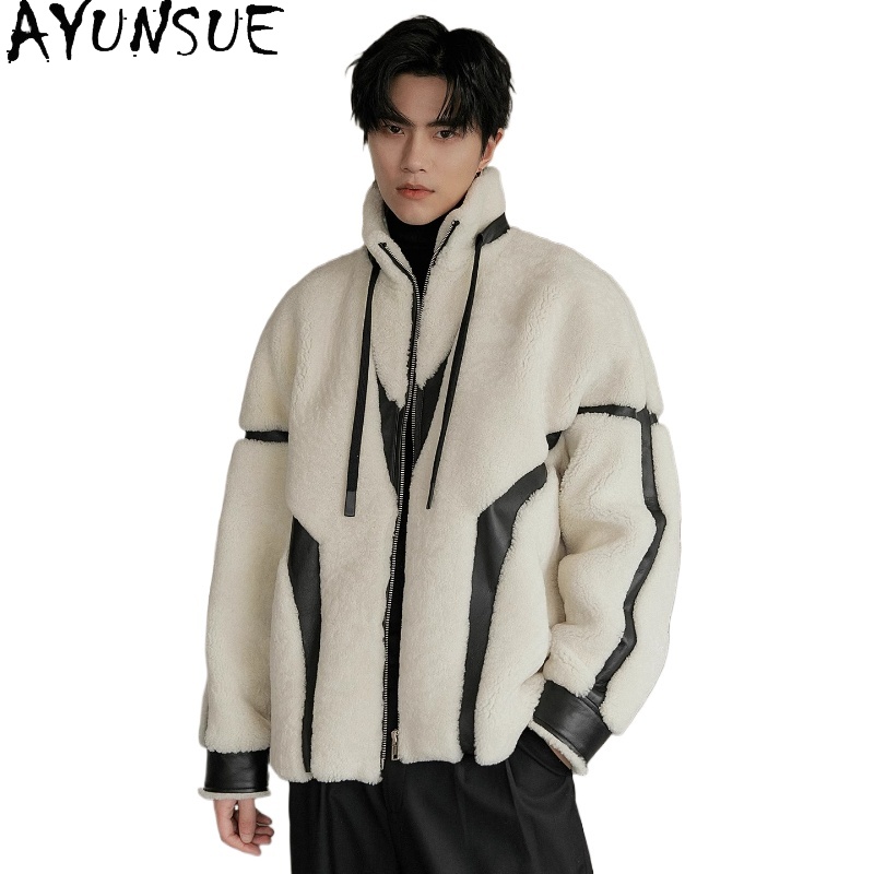 Men'S Fashion Zipper Jacket - AYUNSUE Luxus Natürliche Pelzmantel Mann Mode
