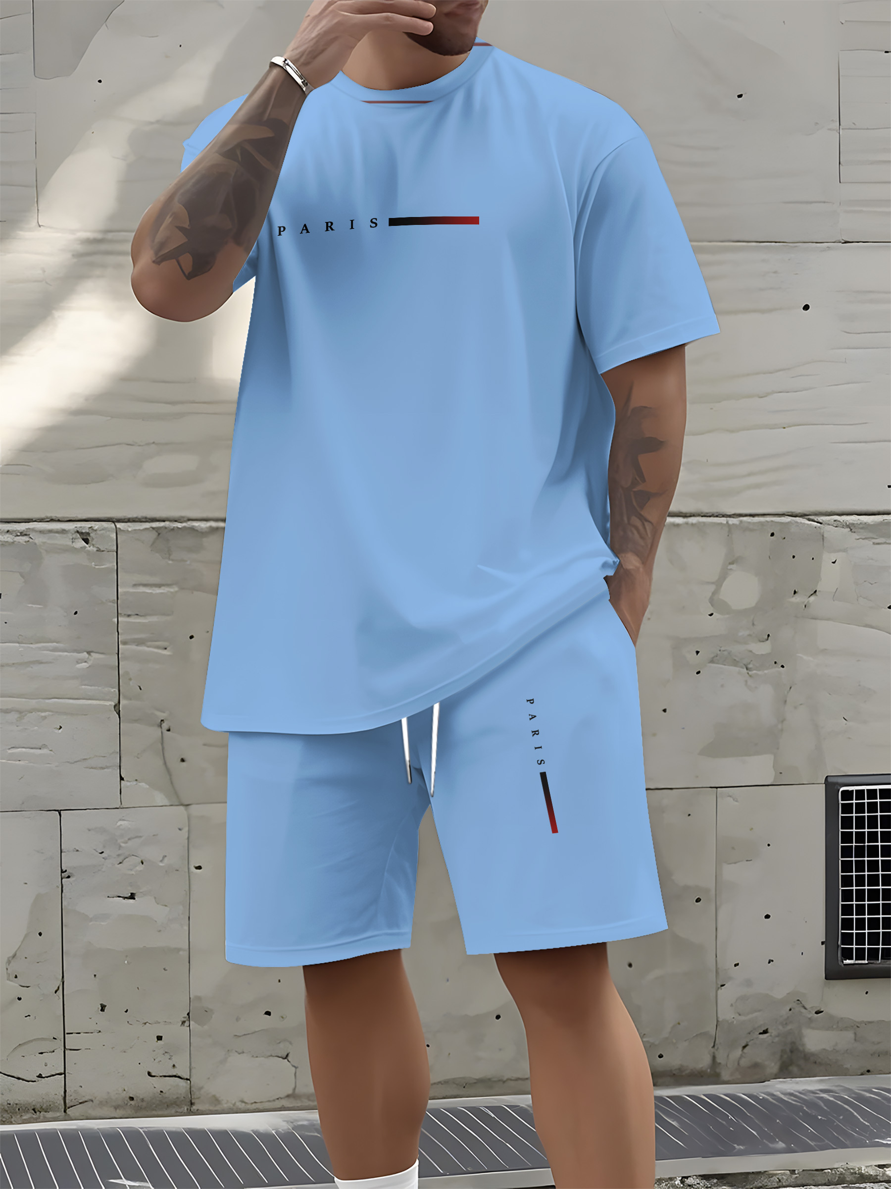 Paris Men'S Fashion - Paris Herren-Freizeitset, Frühjahr/Sommer, Neuankömmling, Briefdruck, amerikanischer