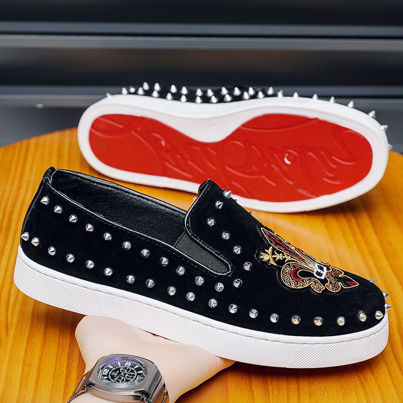 Nieten Stickerei Coiffeur schw – Suede Loafers Men Bewertung und Preis