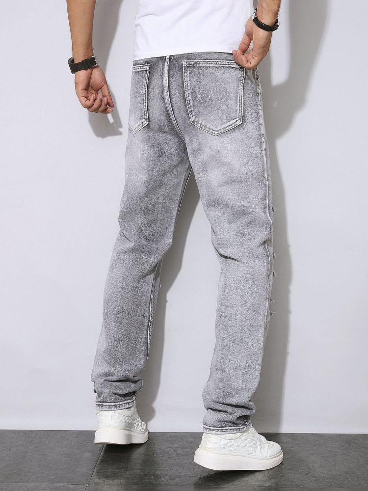 Herren Herbst-Winter Distresse – Men'S Fashion Grey Jeans Bewertung und Preis