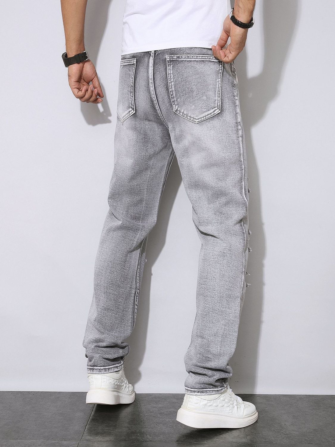Herren Herbst-Winter Distresse – Men'S Fashion Grey Jeans Bewertung und Preis