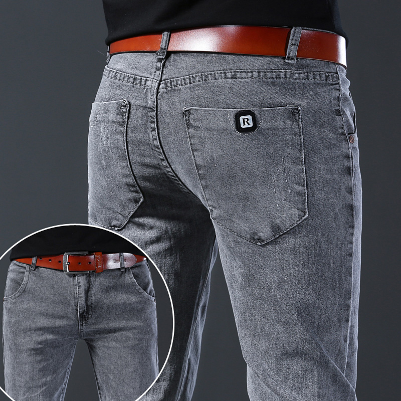 Herren Slim Fit Elastische Gra – Men'S Fashion Grey Jeans Bewertung und Preis