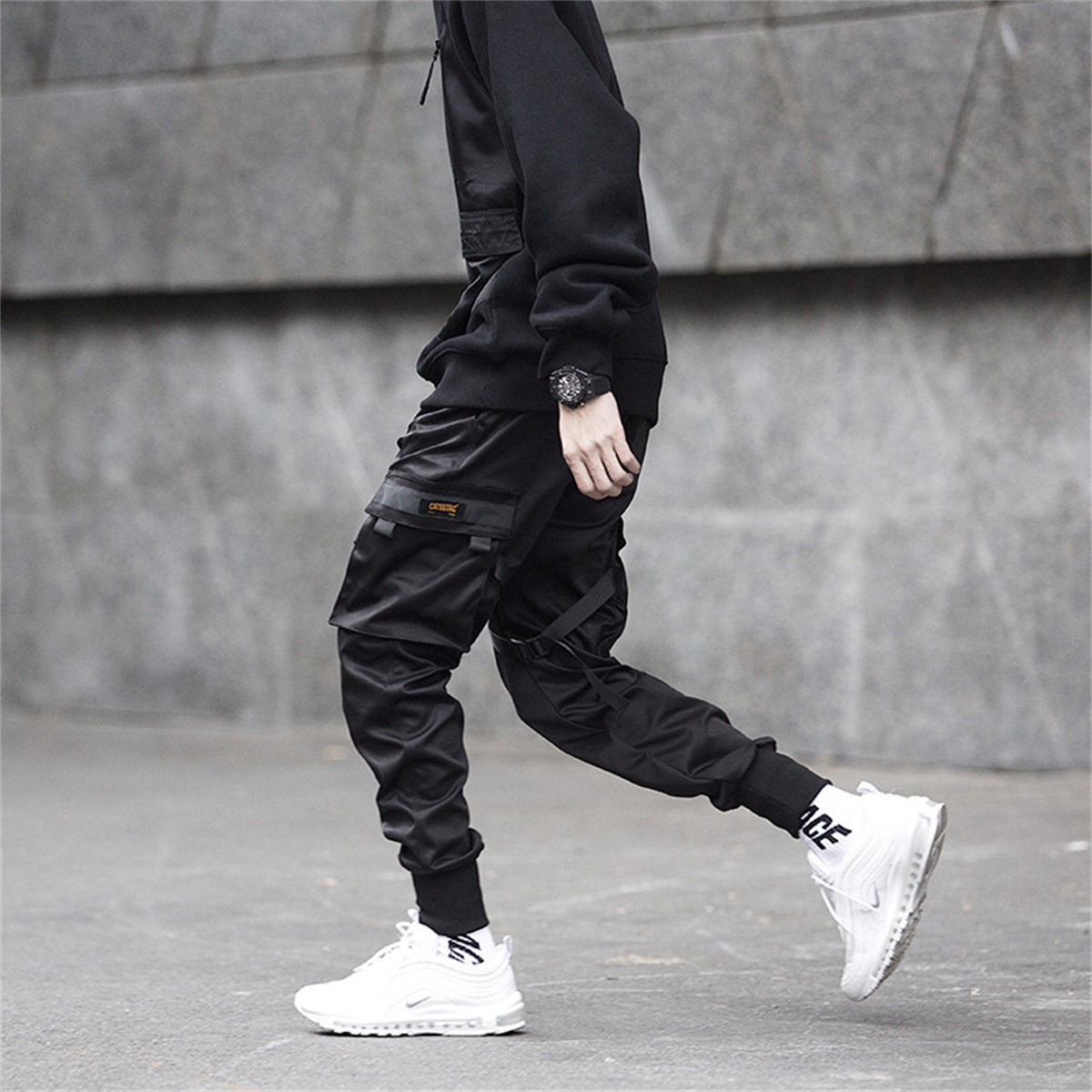 Schwarz Hip Hop Cargo Hosen So – Men'S Fashion Korea Bewertung und Preis