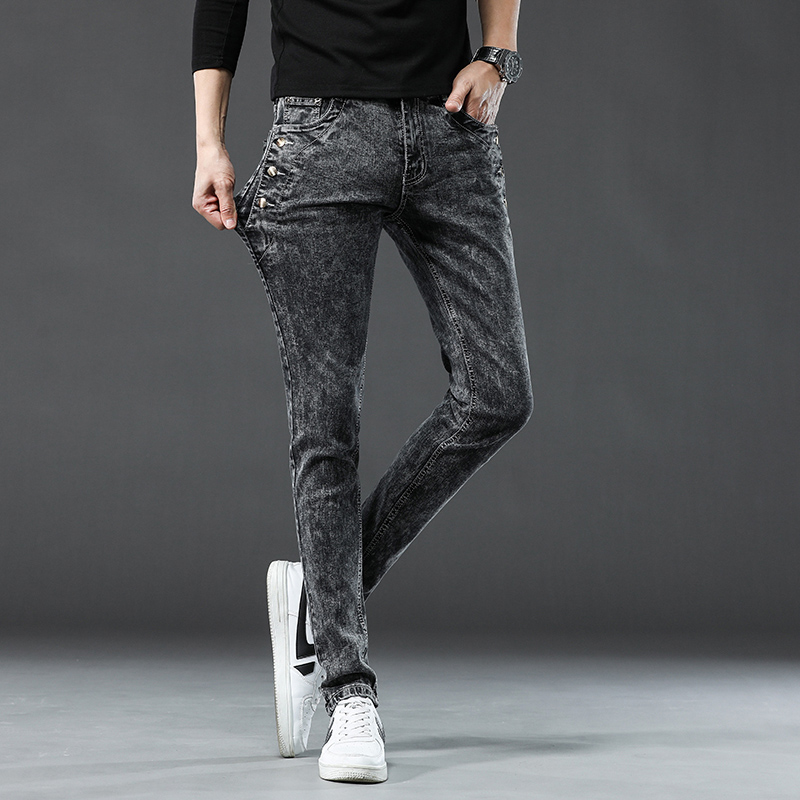 Klassische schlanke Vintage-Mo – Men'S Fashion Grey Jeans Bewertung und Preis